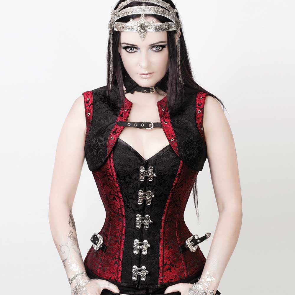 Attitude Corsets - Milaileë Vollbrust Korsett - Schwarz/Rot